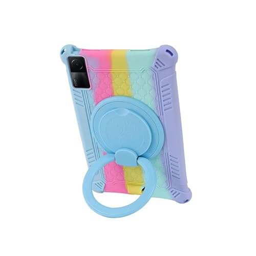 ALHBEJT Tablet Case for Xiaomi Redmi Pad 10.6 inch 2022,Soft Anti-Stress Silicone Case with Rotate Stand/Pencil Holder/Shoulder Strap/Pen for Redmi Pad 10.6 inch (Colorful Light Blue) - Image 2