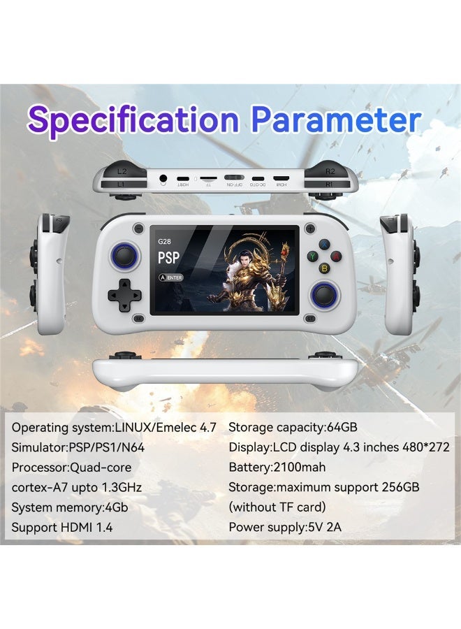 G28 64G Handheld Game Console 4.3 Inch HD IPS Screen Retro  Game Device - Black - Image 5