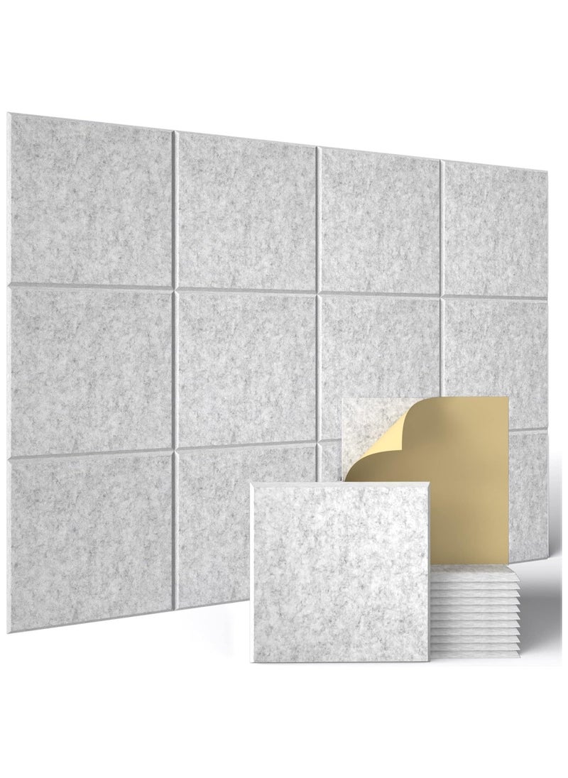 Jorunb - 12 Pack Acoustic Wall Panels with Self-Adhesive,12" X 12" X 0.4" Sound Proof Foam Panels, Decorative Soundproof Wall Panels, Sound Proof Absorbing Tiles for Home&Offices, Silver Gray - Image 1