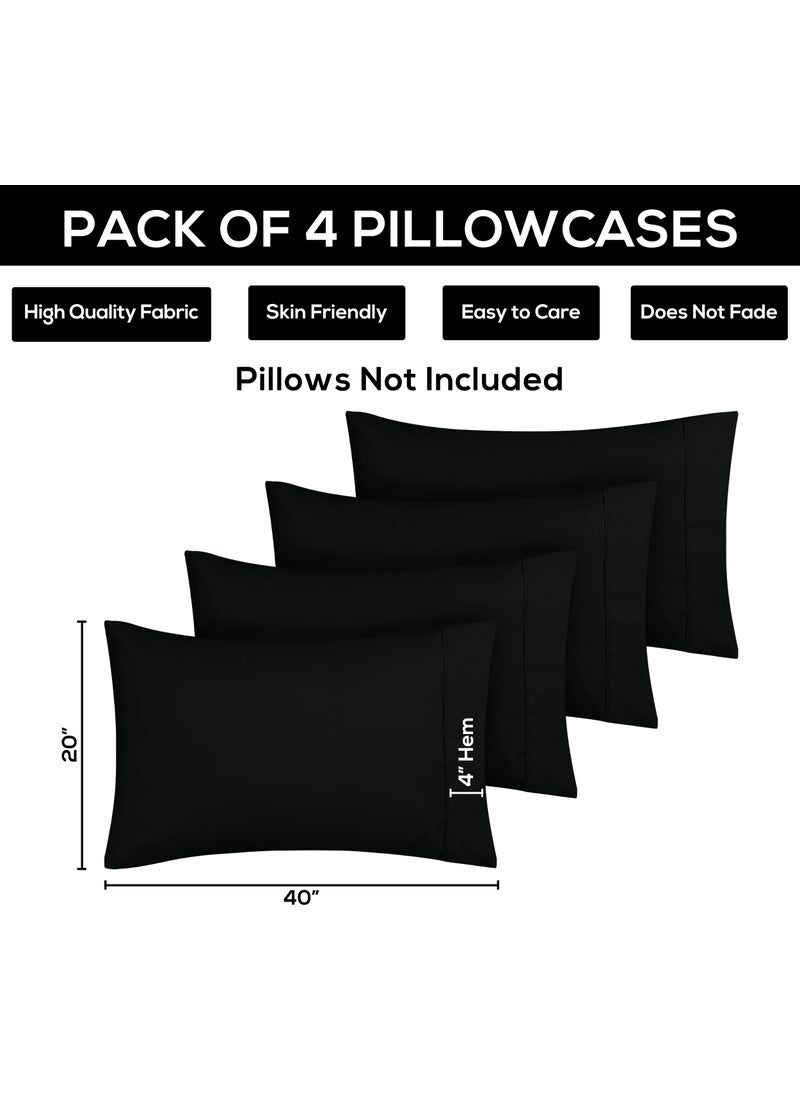 Utopia Bedding Utopia Bedding King Pillow Cases - 4 Pack - Envelope Closure - Soft Brushed Microfiber Fabric - Shrinkage and Fade Resistant Pillow Covers King Size 20 X 40 Inches (King  Black)  - Image 3