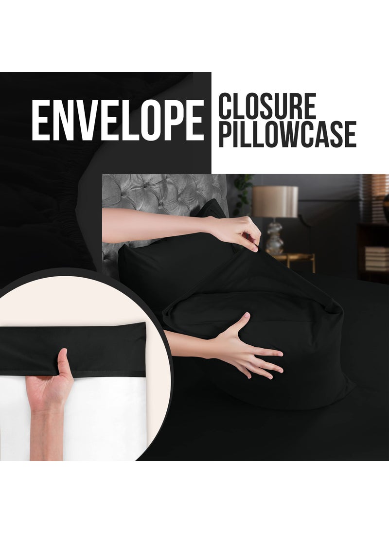 Utopia Bedding Utopia Bedding King Pillow Cases - 4 Pack - Envelope Closure - Soft Brushed Microfiber Fabric - Shrinkage and Fade Resistant Pillow Covers King Size 20 X 40 Inches (King  Black)  - Image 4