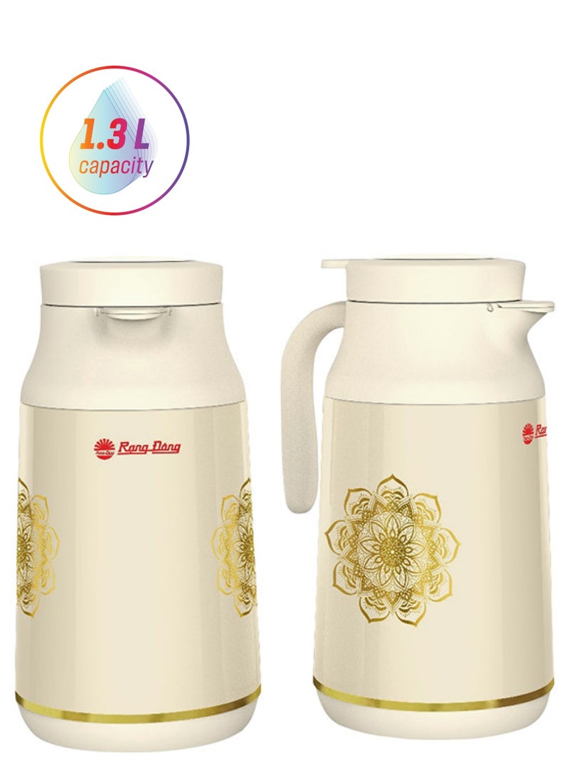 Rang Dong Plastic Tea & Coffee Flask 1.3 Liter Creamy / Gold 