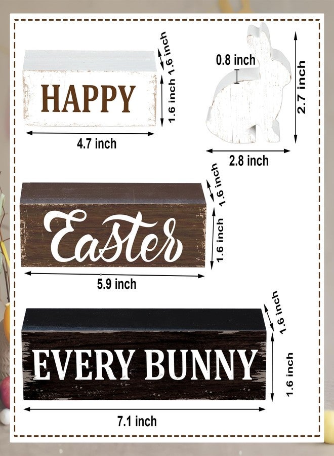 Fairooth Easter Wooden Table Sign Happy Easter Bunny Wood Blocks Easter Tabletop Signs Rabbit Decorative Table Centerpiece Block Signs Rustic Farmhouse Tiered Tray Decor for Home Table Shelf Decor Easter Gifts - Image 2