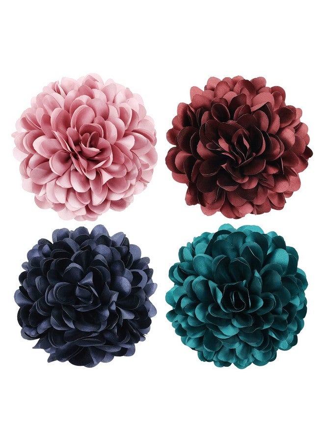 Cinaci 4 Pack Black Plastic Hair Claws Clips With Big Large Satin Flower Bow Barrettes Clamps Bun Chignon Updo Holders Hair Accessories For Women Girls - Image 3