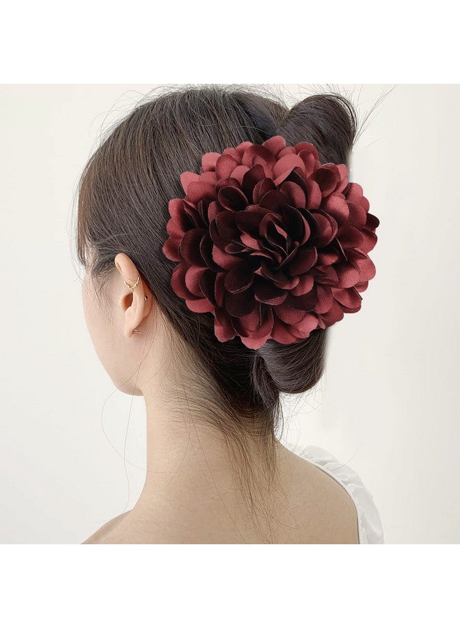 Cinaci 4 Pack Black Plastic Hair Claws Clips With Big Large Satin Flower Bow Barrettes Clamps Bun Chignon Updo Holders Hair Accessories For Women Girls - Image 5