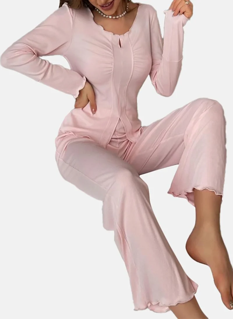YUNIQEE Pink Solid Pyjamas & Top