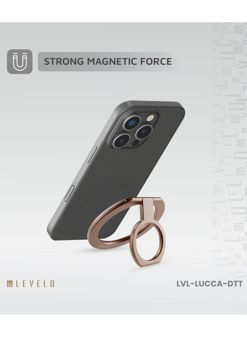 LEVELO Lucca Magsafe Phone Ring Holder / 180° Rotation / Comfortable Grip / Strong Magnet / Stainless Steel / Non-Slip Holder - Desert Titanium - Image 4
