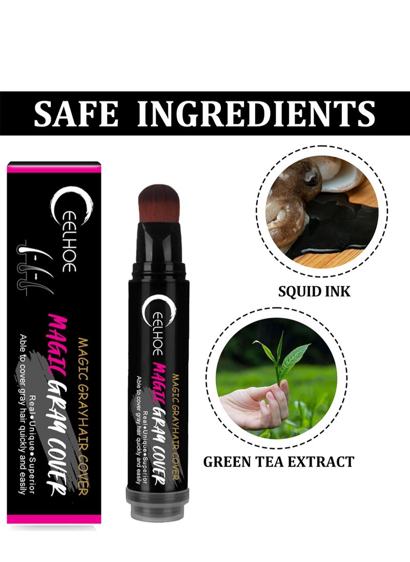 EELHOE - Magic Gray Hair Cover Long Lasting Sweat Proof Temporary Instantly Root Hair Coloring Hair Dye Pen for Roots Hair Gray Concealer Pen to Create Thick Volume Natural Hair for Unisex - Image 1