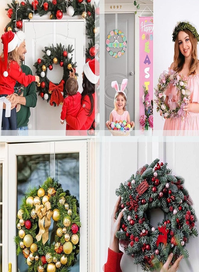 Emopeak 15 Inch Clear Wreath Hangers for Front Door - 2 Pack, Non Scratch Over The Door Hooks Wreath-Door-Hanger Sturdy Over The Door Hooks for Easter Halloween Christmas Decoration - Image 2