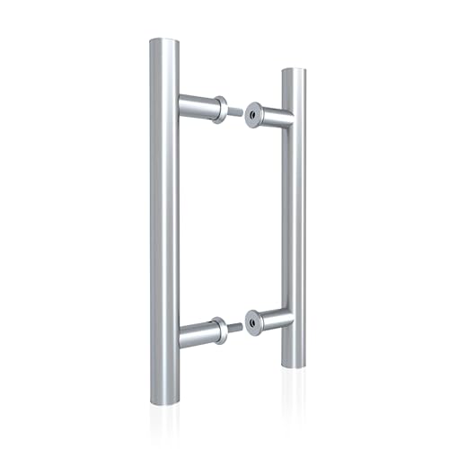 JUBEST 12" Push Pull Barn Door Handle, Double Side H Shape Sliding Door Handrail, Heavy Duty Swing Gate Handles, Silver - Image 1