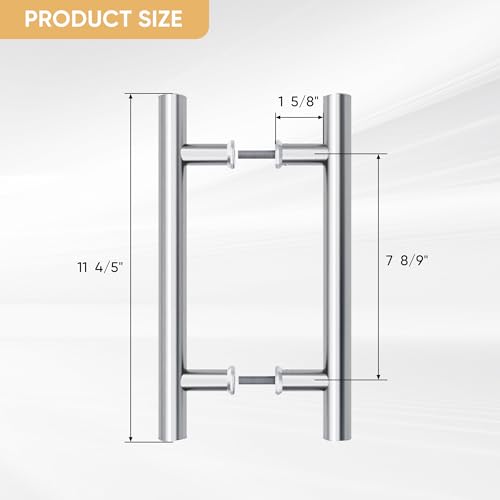 JUBEST 12" Push Pull Barn Door Handle, Double Side H Shape Sliding Door Handrail, Heavy Duty Swing Gate Handles, Silver - Image 4