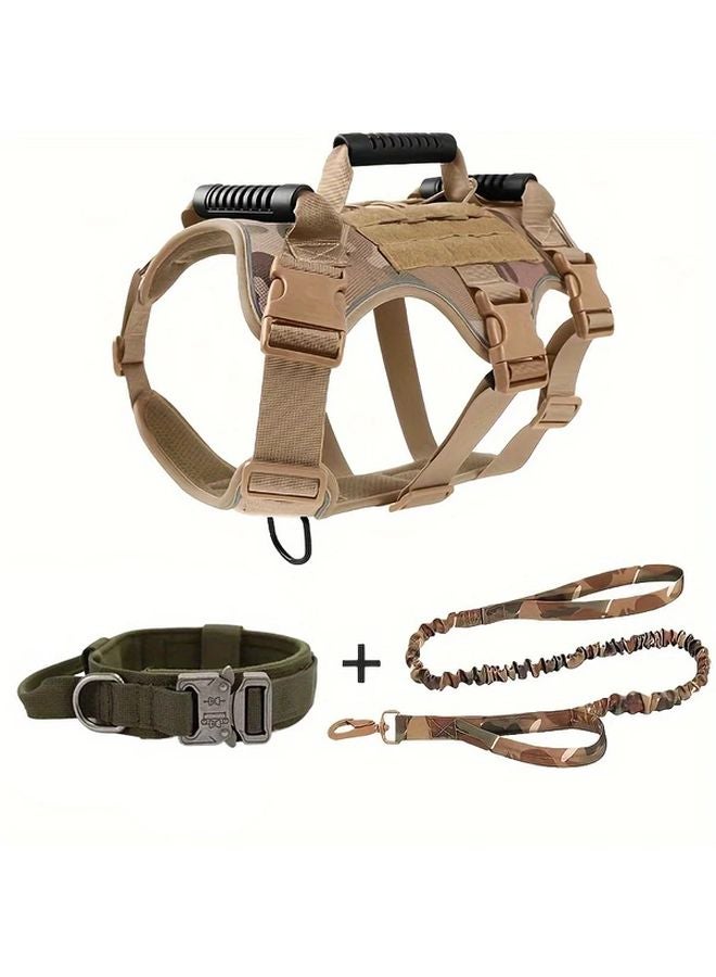 XL Black Tactical Pet Harness Set Adjustable Durable Strap Comfortable Shoulder Chest Support - Image 4