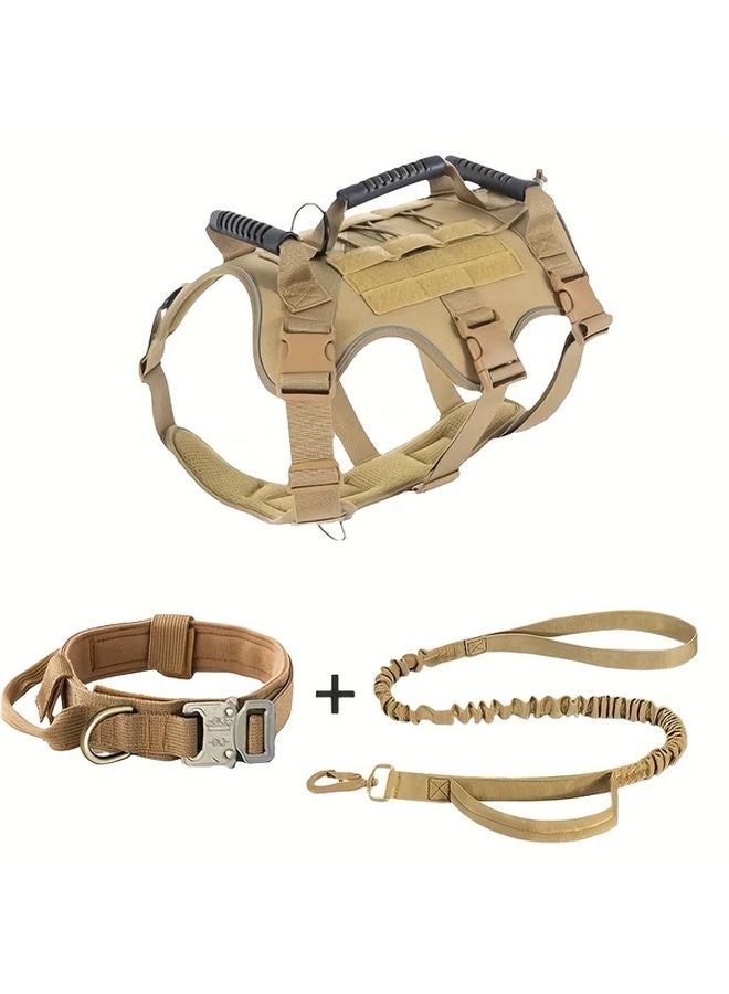 XL Black Tactical Pet Harness Set Adjustable Durable Strap Comfortable Shoulder Chest Support - Image 1