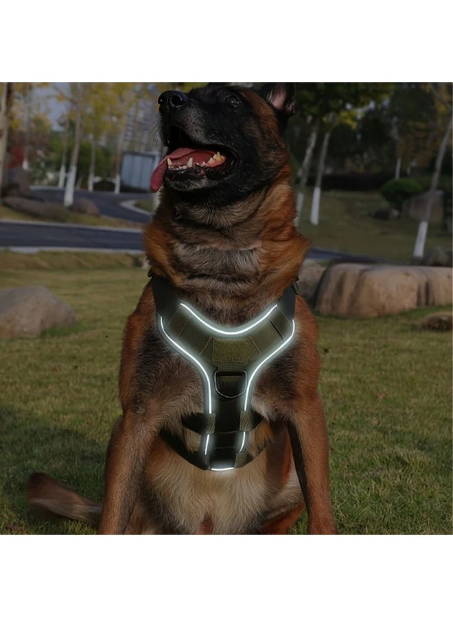 XL Black Tactical Pet Harness Set Adjustable Durable Strap Comfortable Shoulder Chest Support - Image 5