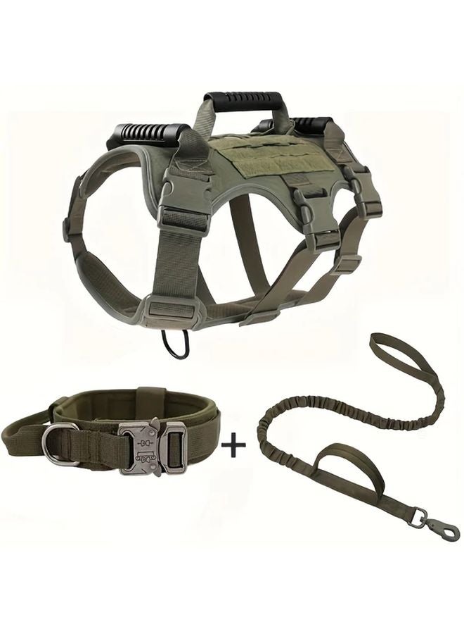 XL Black Tactical Pet Harness Set Adjustable Durable Strap Comfortable Shoulder Chest Support - Image 3