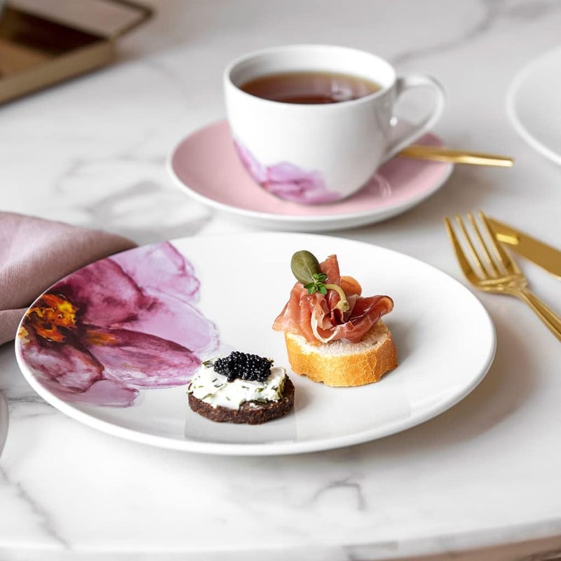 Villeroy & Boch Villeroy  Boch Rose Garden Coffee Cup Saucer 6 in Premium Porcelain Made in Germany Pink  - Image 3