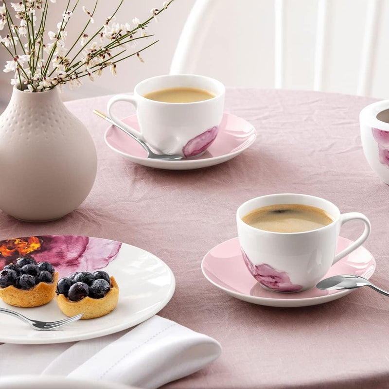 Villeroy & Boch Villeroy  Boch Rose Garden Coffee Cup Saucer 6 in Premium Porcelain Made in Germany Pink  - Image 2