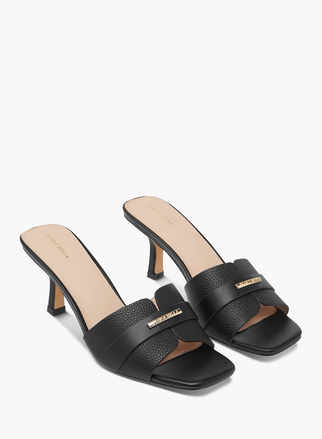 Flora Bella By Shoexpress Women Monogram Print Slip-On Sandals with Flared Heels  - Image 1