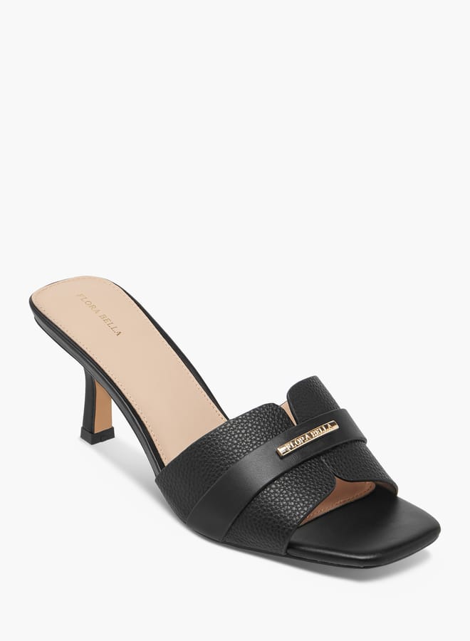Flora Bella By Shoexpress Women Monogram Print Slip-On Sandals with Flared Heels  - Image 2