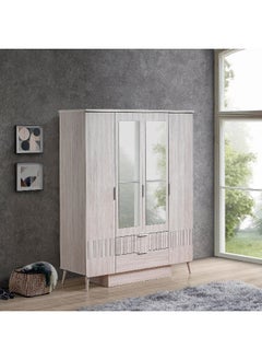 Home Box Elmwood 4-Door Wardrobe with 2 Drawers and Mirror 55 x 201 x 160 cm  - Image 1