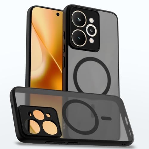 Pikkme Back Cover for Realme 15 Pro 5G Compatible with Mag-Safe Smoke Back | Shockproof Design | Hard Transparent Back Case (Black Smoke Mag-Safe) - Image 1