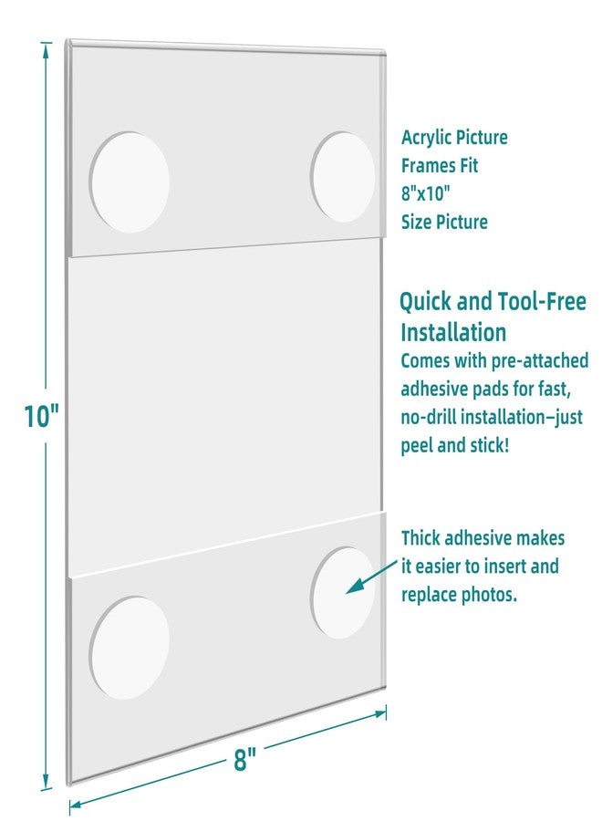 Bluesun 8x10 Picture Frame Stick Wall set of 2 pack Acrylic Photo Frames - Hanging Picture Frames Vertical, Clear Picture Frame Various Decorative Styles - Image 2