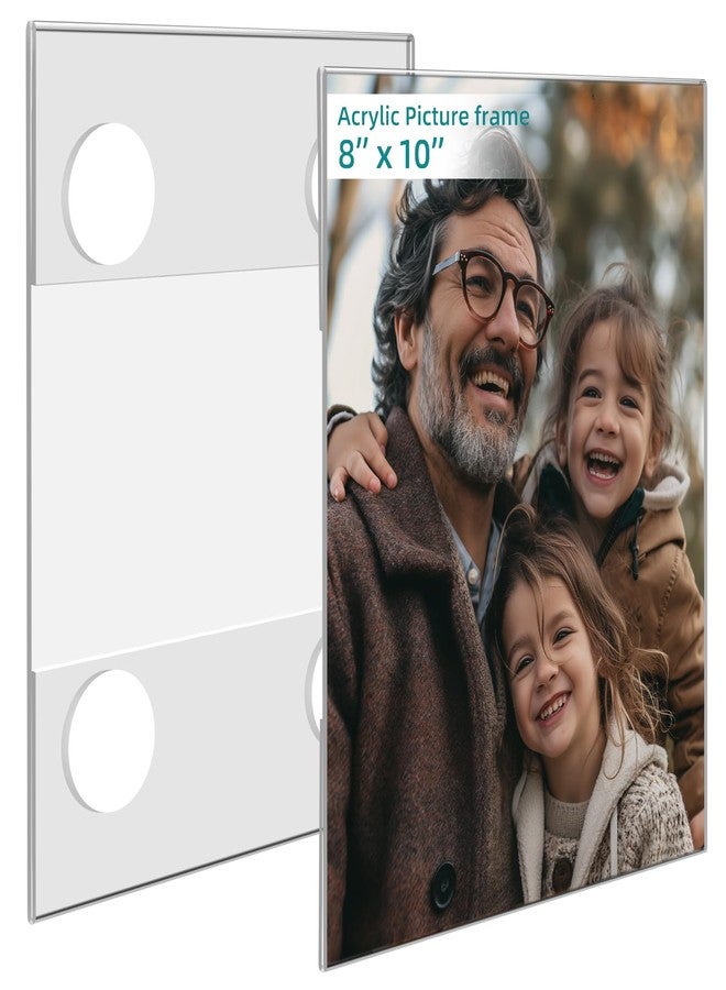 Bluesun 8x10 Picture Frame Stick Wall set of 2 pack Acrylic Photo Frames - Hanging Picture Frames Vertical, Clear Picture Frame Various Decorative Styles - Image 1
