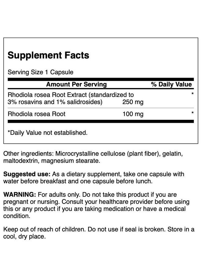 SWANSON مستخلص روديولا روزيا من سوانسون 60 كبسولة - Image 2