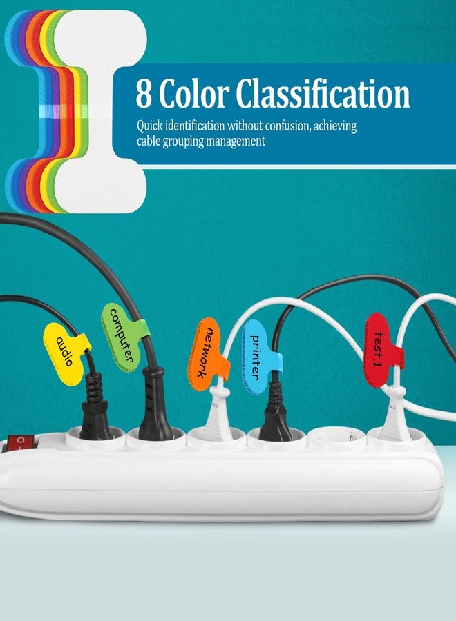 OKYMOTOR 32 Pcs Smudge-Proof Cable Labels, Cord Labels for Electronics, Hook and Loop Wire Tags, Reusable Ethernet Computer Cable Management Identifiers for Universal Cords, Assorted Colors - Image 3