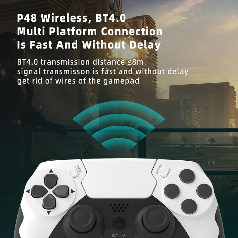LYAROMIS وحدة تحكم لاسلكية لـ PS4/Slim/Pro، وحدة تحكم PS4 بلوتوث مع كابل شحن، لوحة لمس متعددة، محرك اهتزاز مزدوج، تحكم حركي بـ6 محاور، تصميم مريح - Image 2
