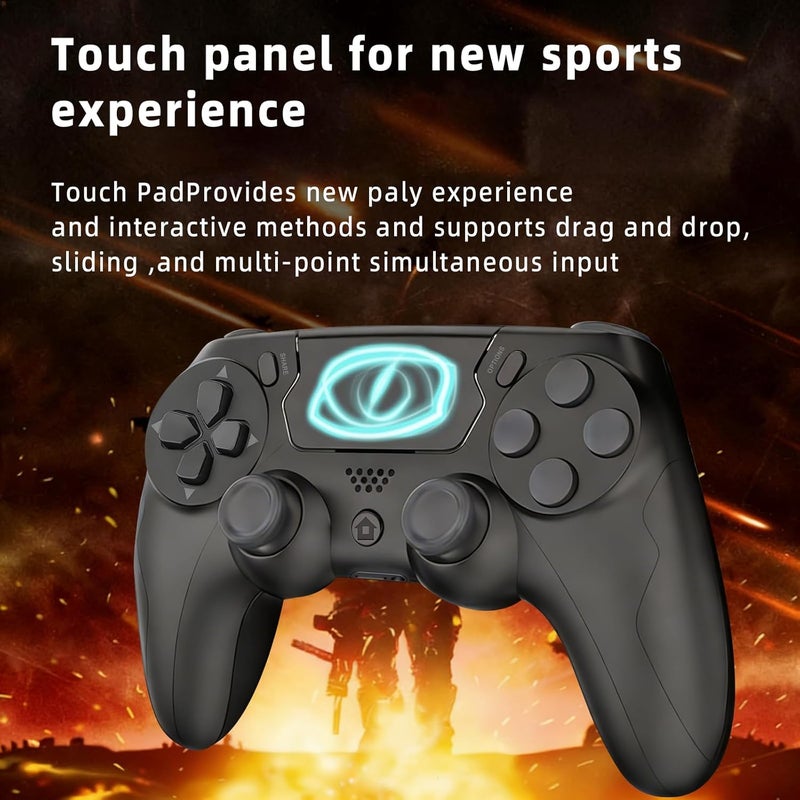 LYAROMIS وحدة تحكم لاسلكية لـ PS4/Slim/Pro، وحدة تحكم PS4 بلوتوث مع كابل شحن، لوحة لمس متعددة، محرك اهتزاز مزدوج، تحكم حركي بـ6 محاور، تصميم مريح - Image 5