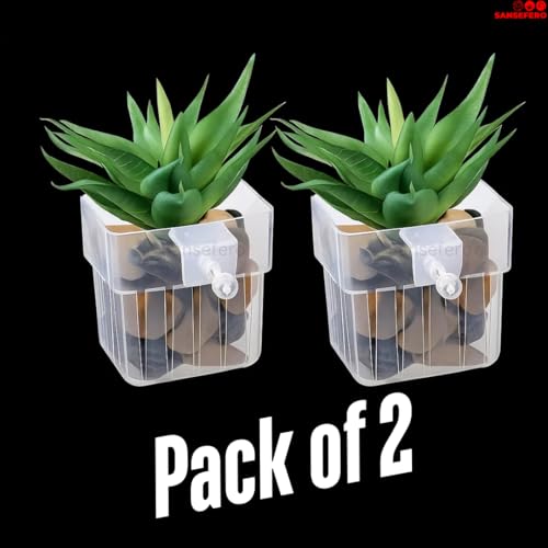 SANSEFERO Water Plant Holder Pot Cup for Aquarium Fish Tank Decoration and Aquascape Aquaponic Plant Growing Landscape Plants Cup Decoration Hanging Type (Pack of 2) - Image 2