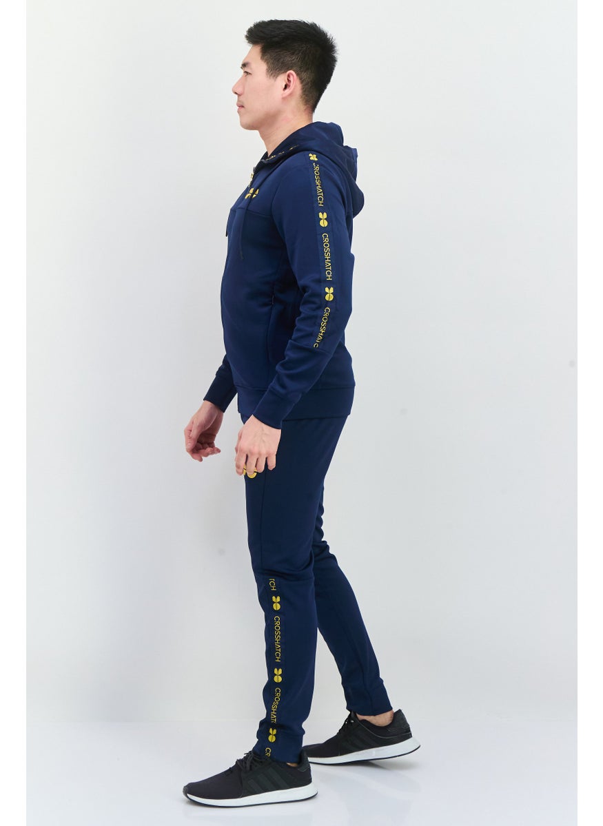 CROSSHATCH Men Sportswear Fit Long Sleeve Training Tracksuits, Navy  - Image 3