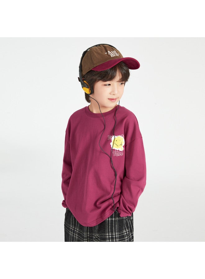 BOY S Long Sleeve 2025 Children's Bear Doodle Cotton Top, Loose Comfortable T-shirt For Autumn And Spring - Image 3