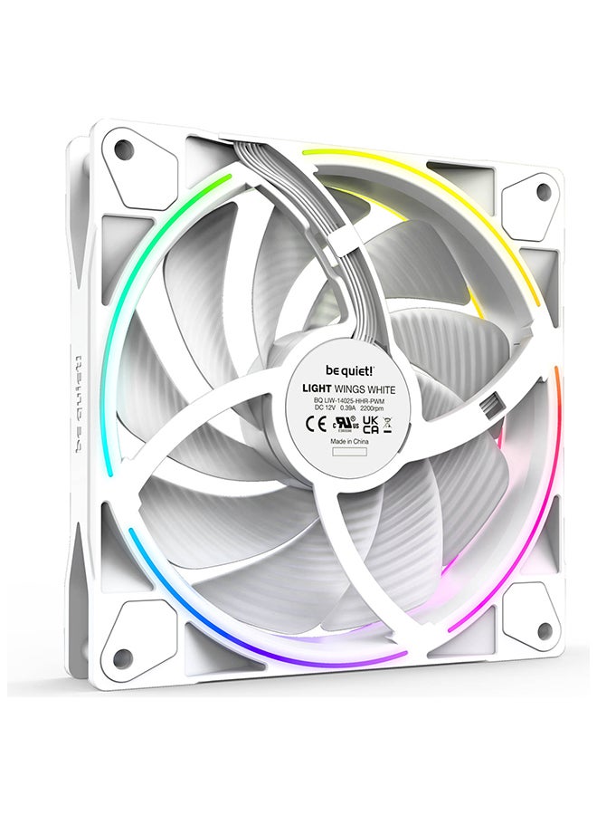be quiet! Light Wings 140mm PWM High-Speed Case Fan 3-Pack, Dual-Sided ARGB Lighting (20 LEDs), 2500 RPM, 31 dB(A), 2.3 mmH₂O, 89.2 CFM, ARGB Hub Included, 3-Pin 5V ARGB + 4-Pin PWM, PC Cooling Fan Set, White | BL103 - Image 2