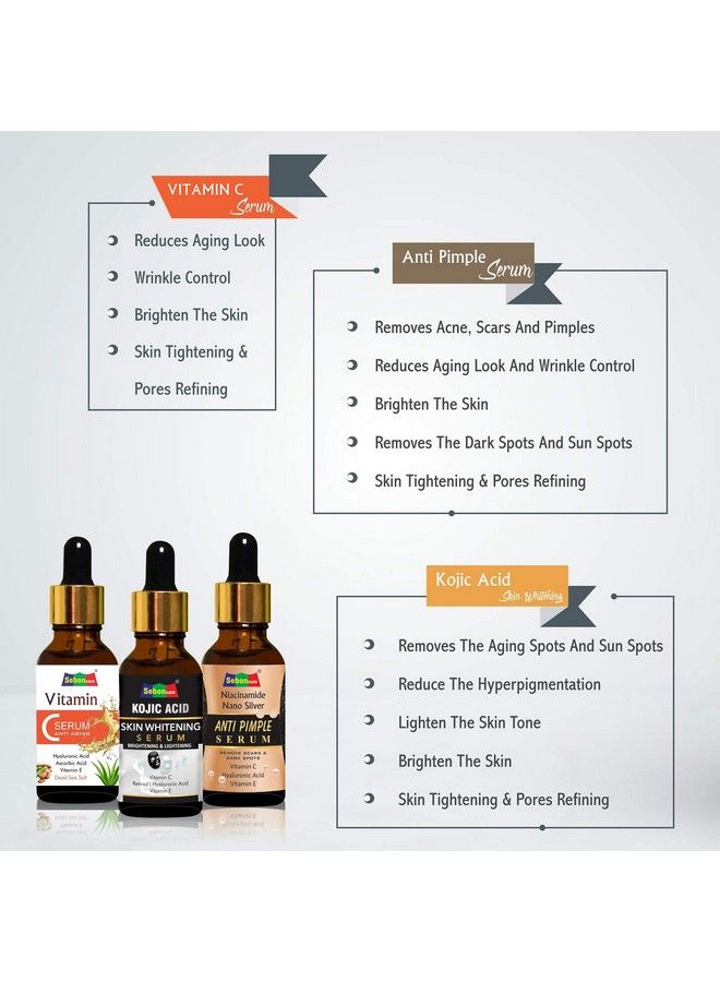 SebonCare Vitamin C Serum For Face Whitening Vitamin C Serum And Anti Pimple Serum Combo For Wrinkle Control Acne Control Face Whitening - Image 5