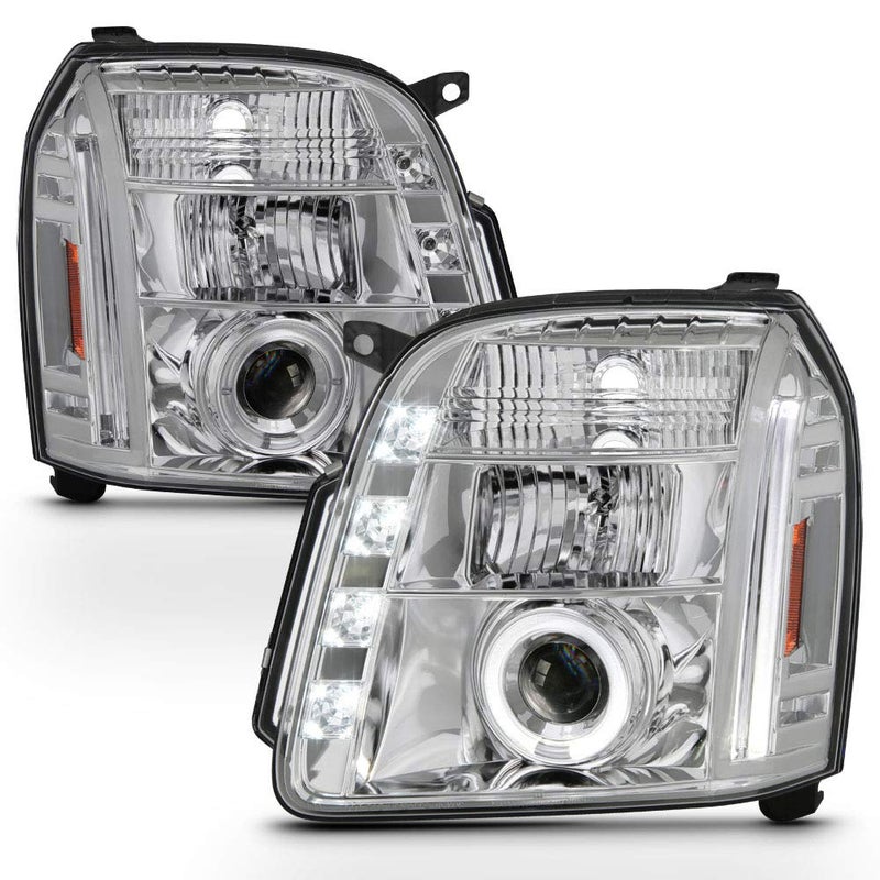 ACANII LED Halo Chrome Housing Projector Headlights for 2007-2013 GMC Yukon Denali XL SUV