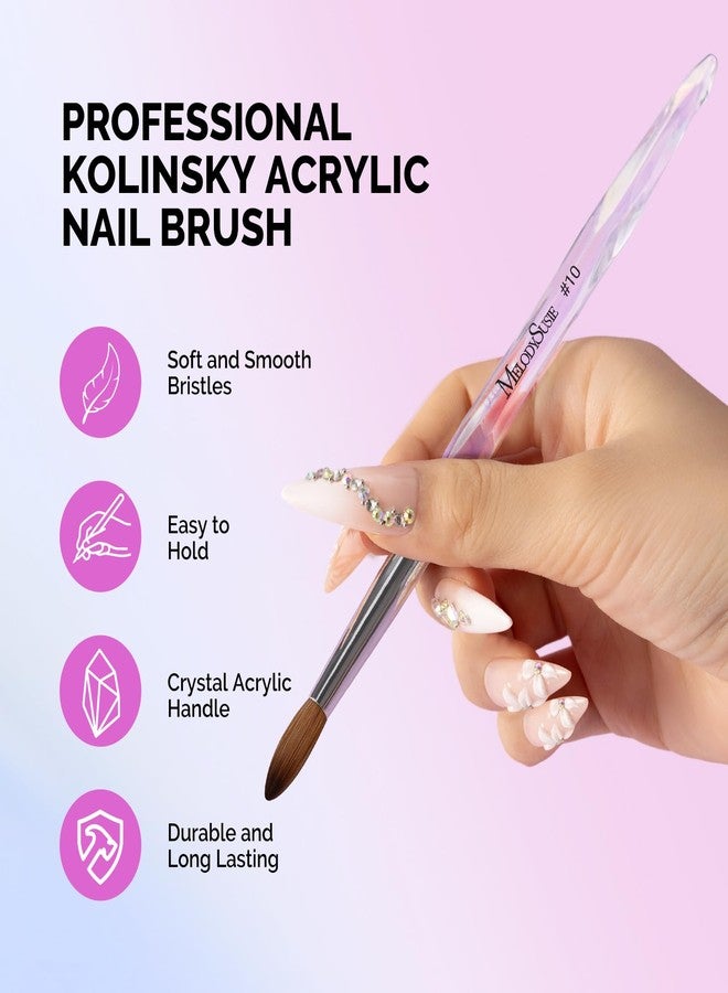 MelodySusie Kolinsky Acrylic Nail Brush, 100% Pure Kolinsky Hair, Professional Nail Brush for Acrylic Powder Nail Extension and 3D Nail Carving, for DIY Home Salon, Size 10 - Image 2