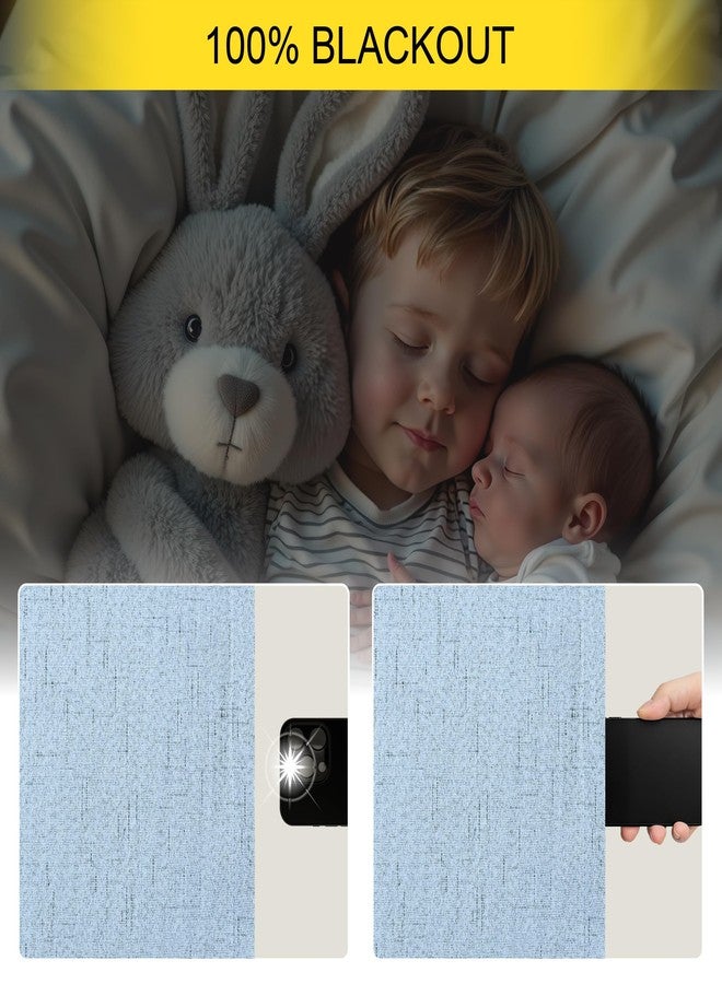 Pitalk ستائر بيتالك زرقاء فاتحة من الكتان المعتم، مناسبة لغرفة النوم، عرض 52 × طول 84 - Image 4