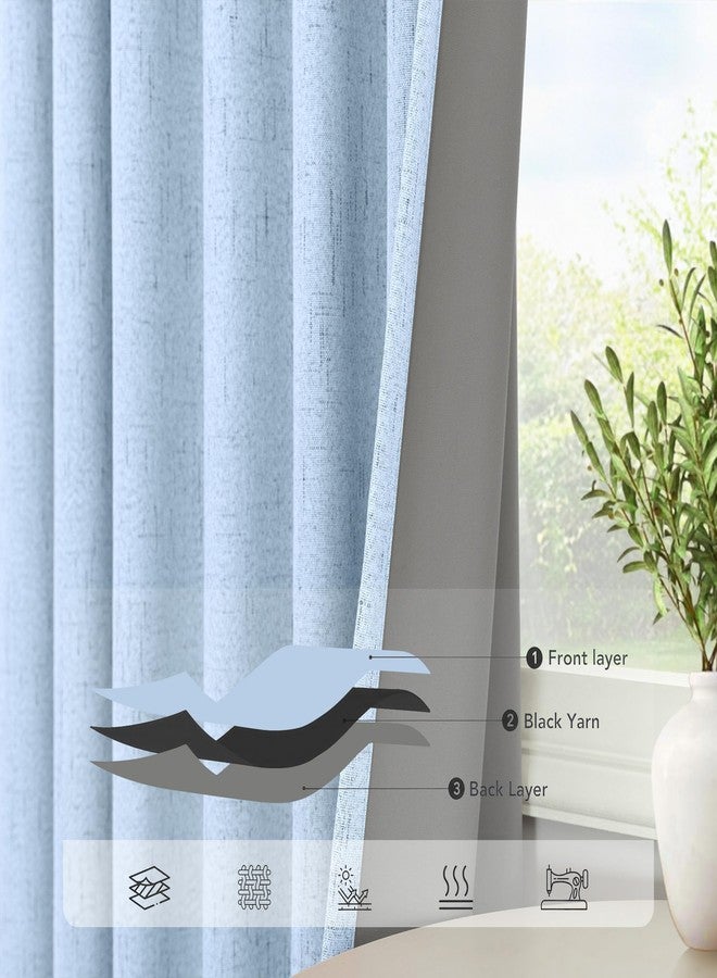 Pitalk ستائر بيتالك زرقاء فاتحة من الكتان المعتم، مناسبة لغرفة النوم، عرض 52 × طول 84 - Image 5