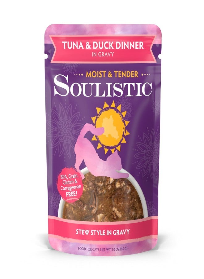 Soulistic وجبة تونة وبط طرية ورطبة من سوليستيك، في مرق اللحم، عبوة 8 قطع، 8 أكياس (3 أونصة). - Image 1