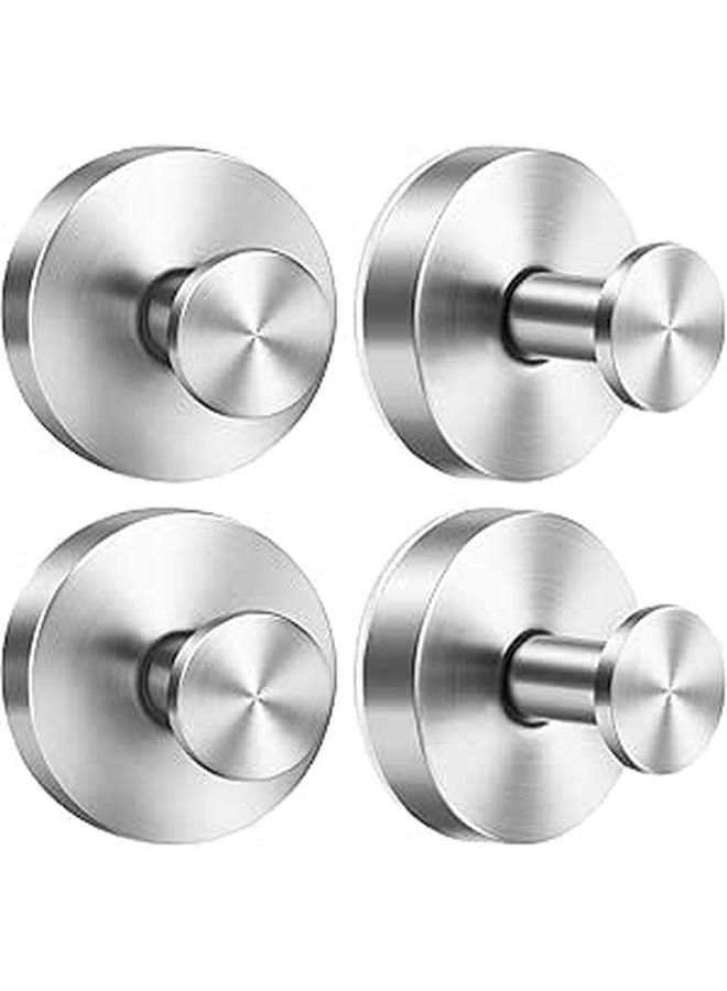 Baluue 4 Pcs Brushed Stainless Steel Suction Hooks Heavy Duty Towel Robe Holder No Drill For Smooth Surfaces - Image 1