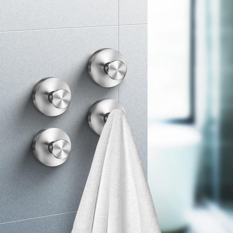Baluue 4 Pcs Brushed Stainless Steel Suction Hooks Heavy Duty Towel Robe Holder No Drill For Smooth Surfaces - Image 5