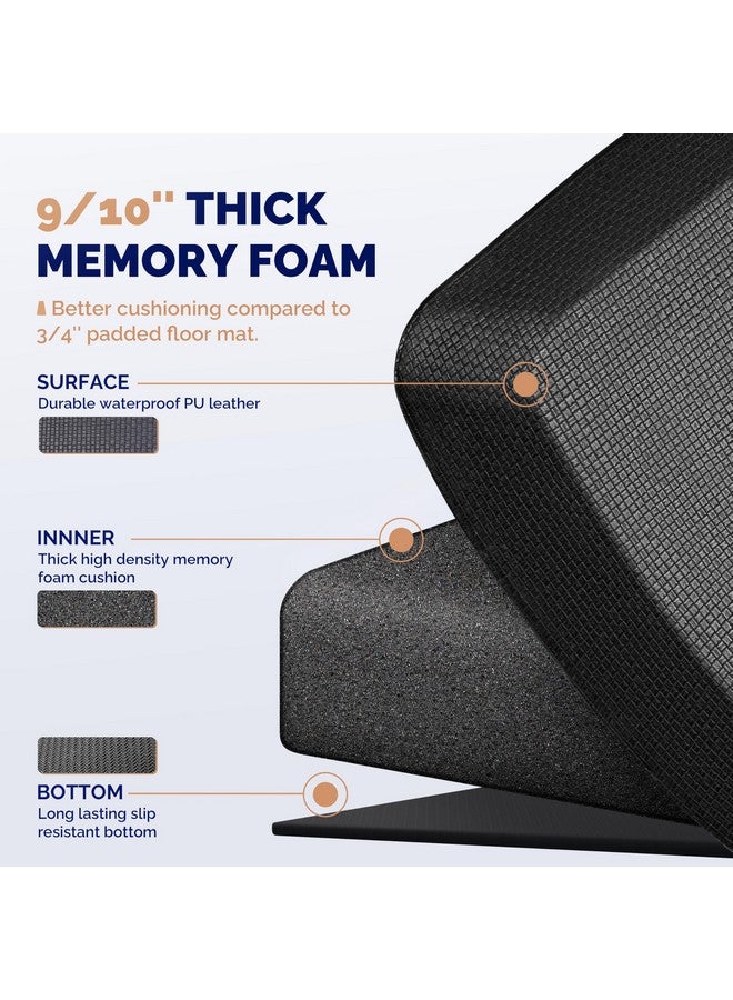 FEATOL Anti Fatigue Mats for Standing, 9/10 Extra Thick Ergonomic Standing Desk Mat, Comfort & Durable Memory Foam Standing Mat at Home,Office All Day (20" x 32", Black) - Image 5