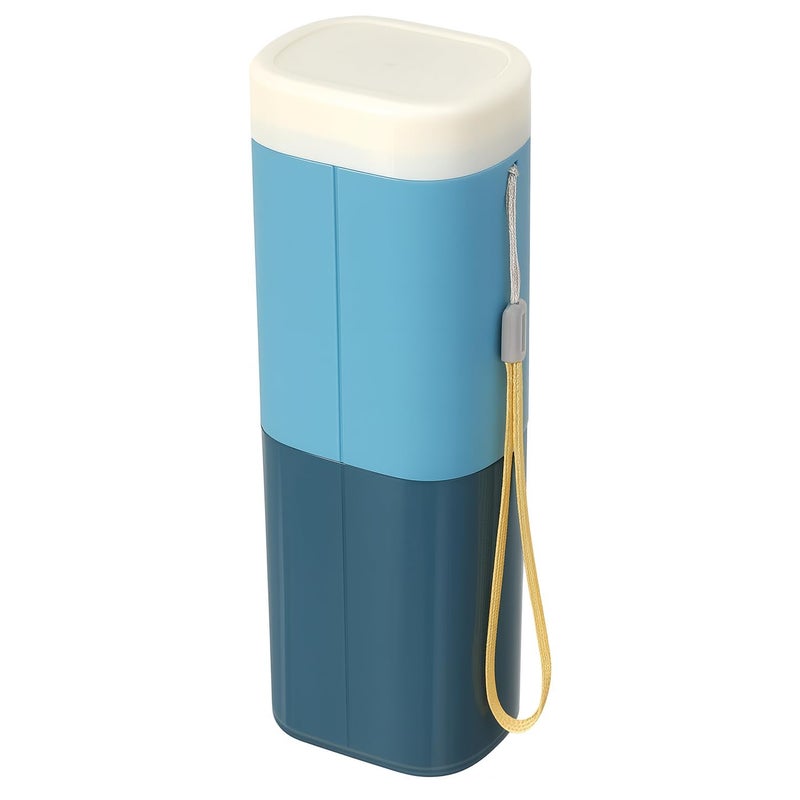Woleebee Travel Toothbrush & Toothpaste Case | Multifunctional Plastic Wash Cup Holder & Storage Box for Towel, Toiletries | Portable Organizer for Travel, Camping & School (Blue 1) - Image 1