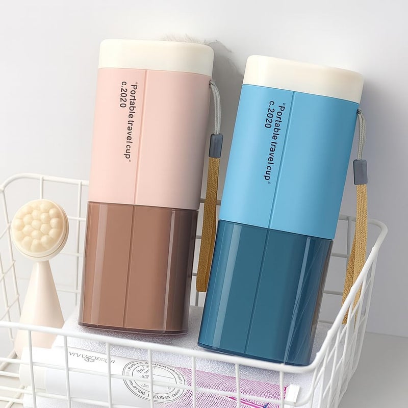 Woleebee Travel Toothbrush & Toothpaste Case | Multifunctional Plastic Wash Cup Holder & Storage Box for Towel, Toiletries | Portable Organizer for Travel, Camping & School (Blue 1) - Image 5