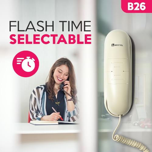 Beetel B26 Slim Cordless Landline Phone,Ringer Volume Control,LED Ring Indication,Wall/Desk Mountable,Classic Design,Clear Call Quality,Mute/Pause/Flash/Redial Function (Made in India)(Warm Grey)(B26) - Image 2