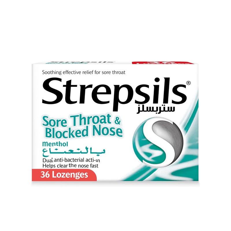 Strepsils Sore Throat & Blocked Nose Lozenges 36 Pieces