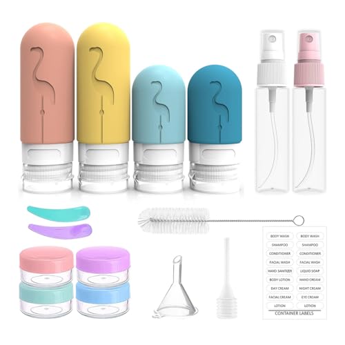 MAYCREATE® Silicone Travel Bottles Set of 16pcs, Refiil Travel Bottle Kit for Toiletries, Leak Proof Soft Squeeze Toiletry Bottle Containers for Shampoo Lotion Body Wash - Image 1
