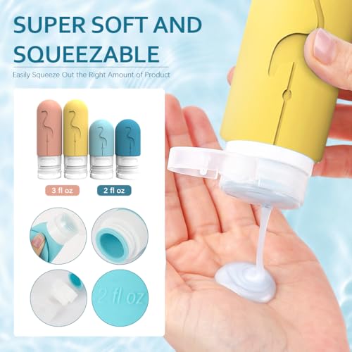MAYCREATE® Silicone Travel Bottles Set of 16pcs, Refiil Travel Bottle Kit for Toiletries, Leak Proof Soft Squeeze Toiletry Bottle Containers for Shampoo Lotion Body Wash - Image 4